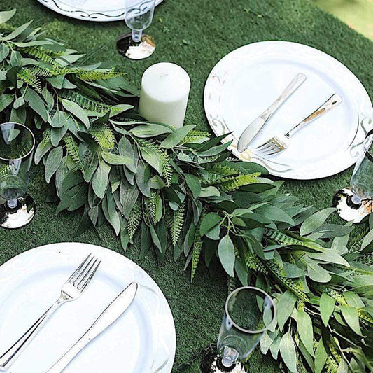 48" long Light Frosted Green Artificial Willow and Fern Fronds Leaves Vine Garland