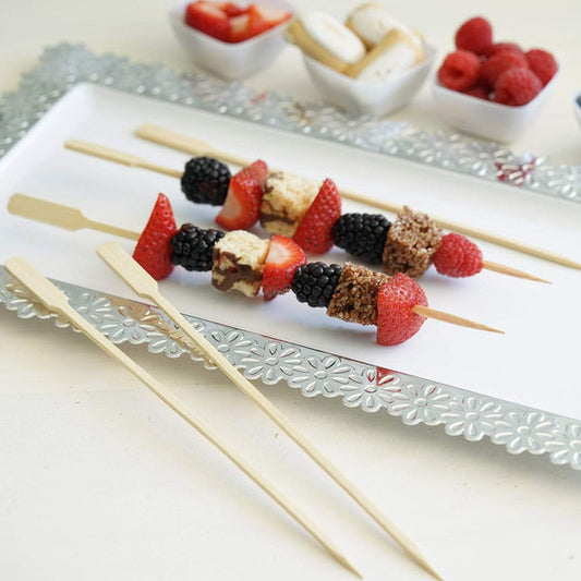 100 pcs 10 in long Light Brown Natural Sustainable Bamboo Paddle Skewers Cocktail Picks