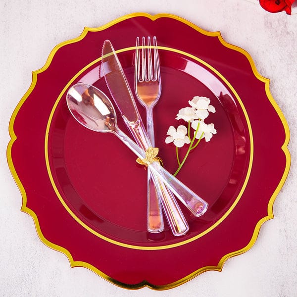 24 Iridescent Disposable Plastic Cutlery Spoon Fork and Knife Set