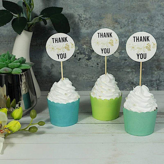50 Natural 5.5 in Sustainable Bamboo Thank You Tag Skewers Cocktail Picks