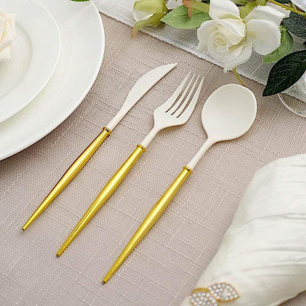 24 Disposable Plastic Cutlery Spoon Fork and Knife Set