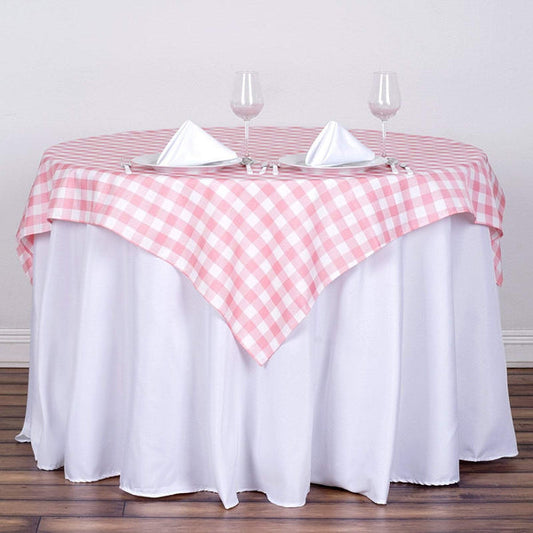 54" x 54" Square Gingham Checkered Polyester Tablecloth