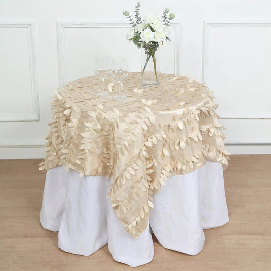 54x54 in Taffeta 3D Leaves Design Square Tablecloth