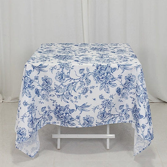 70x70 White French Toile Pattern Polyester Square Tablecloth