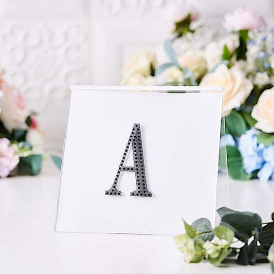 4 in Letter Black Self-Adhesive Rhinestones Gems Sticker