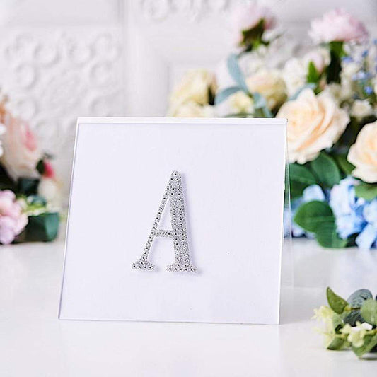 4 in Letter Silver Self-Adhesive Rhinestones Gems Sticker