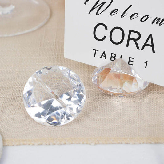 10 Clear 1.75 in Plastic Crystal Table Number Sign Holders Place Card Stands