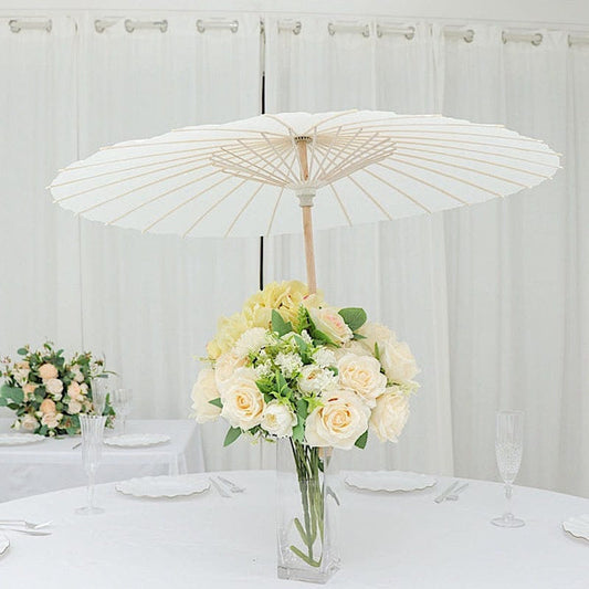 2 White 32 in Paper Parasol Decorative Umbrellas Party Favors