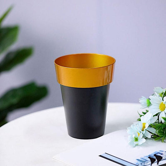 2 pcs 6 in tall Metallic Round Plastic Flower Plant Pots
