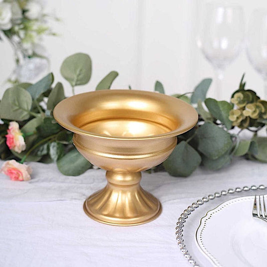 2 Gold 4 in Mini Compote Vases Wine Goblet Style Flower Pedestals Pots