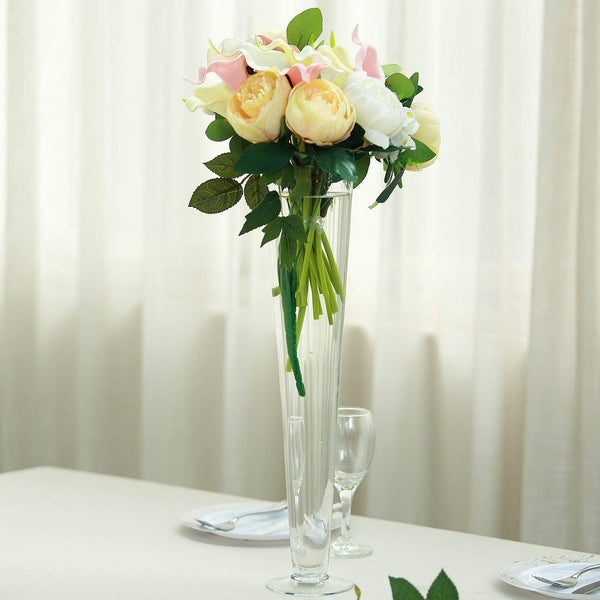 6 pcs 20" tall Clear Glass Trumpet Centerpiece Vases