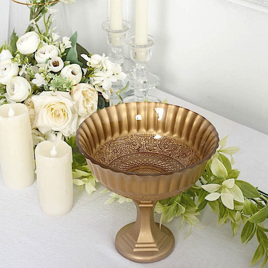Gold 7 in Metal Compote Vase Roman Style Flower Pedestal Pot