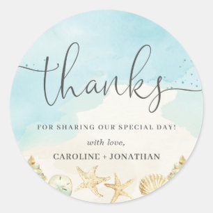 Beach Ocean Destination Wedding Thank You Favor Classic Round Sticker