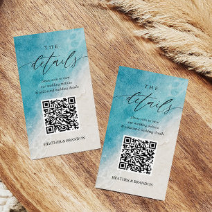 Beach QR Code Wedding Details Enclosure Card