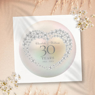 Beautiful Pearl 30th Wedding Anniversary Napkins