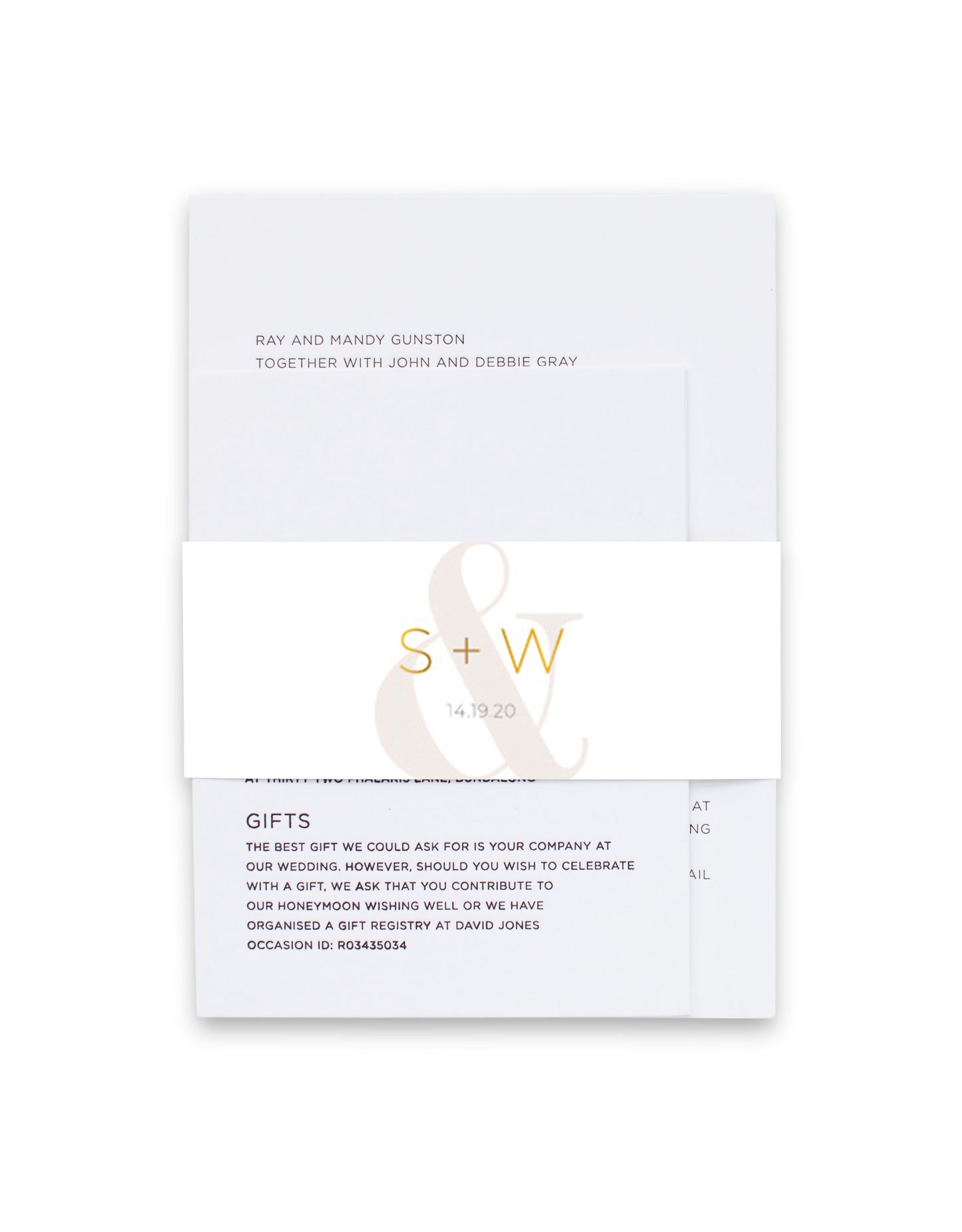 Elegant Type Invitation Belly Band by Shab M.