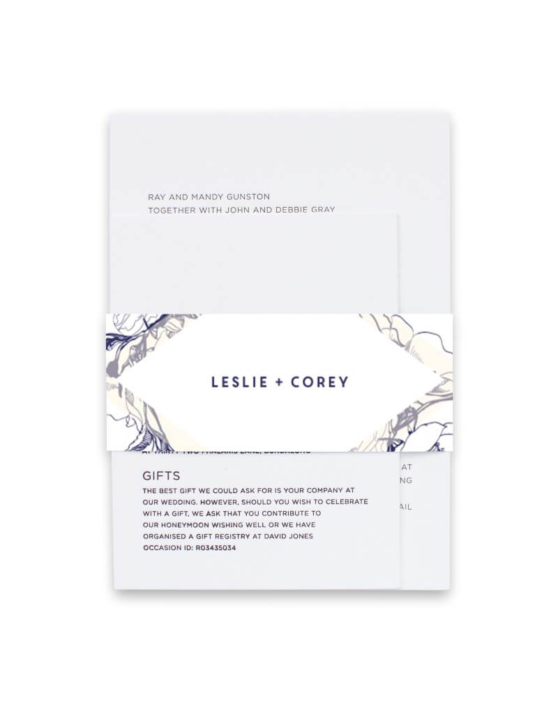 Blue Contour Invitation Belly Band by Jamie L.