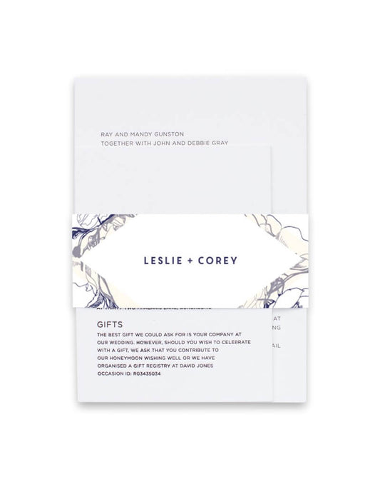 Blue Contour Invitation Belly Band by Jamie L.