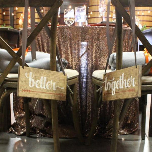 Better Together Wooden Wedding Chair Signs with Arrow