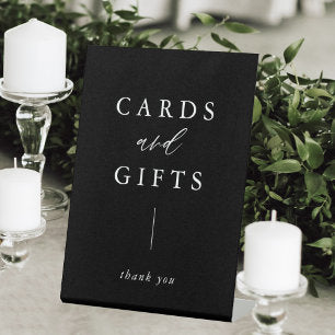 Black Calligraphy Cards and Gifts Pedestal Sign
