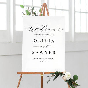 Black Minimalist Script Wedding Welcome Poster