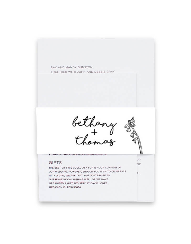 Blanc Bloom Invitation Belly Band by Joanna H.
