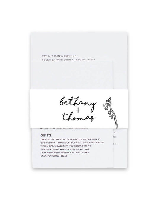 Blanc Bloom Invitation Belly Band by Joanna H.