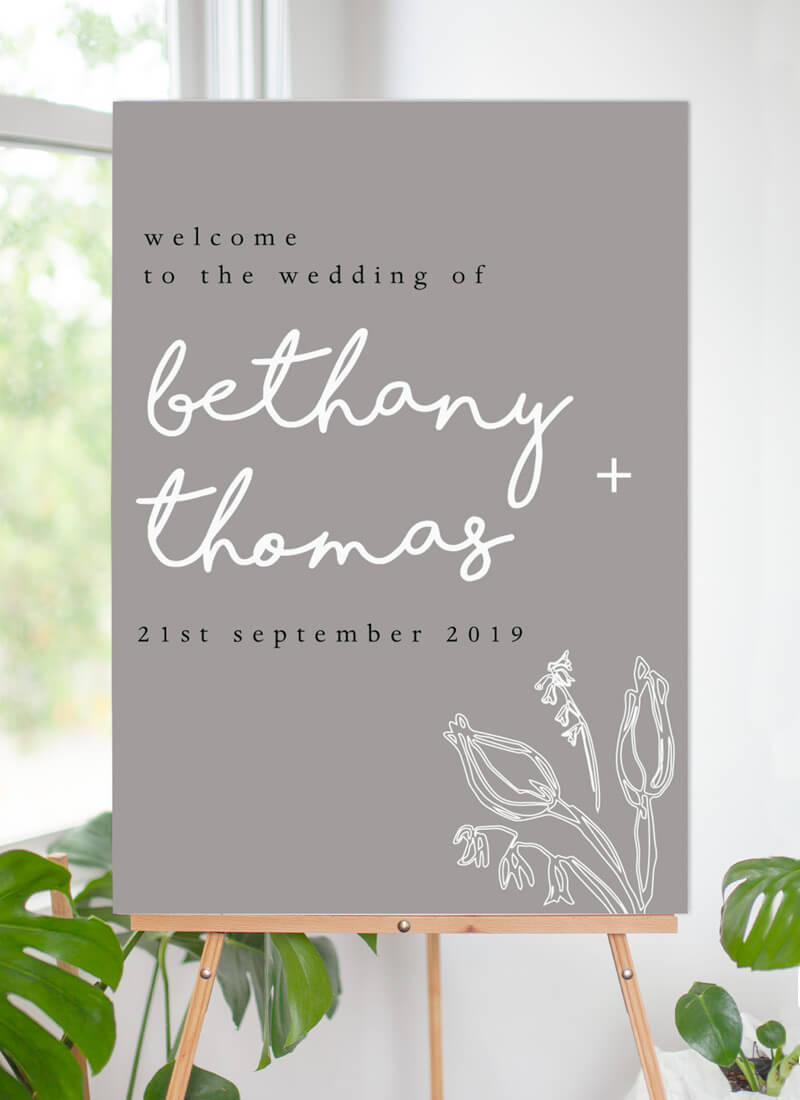 Blanc Bloom Wedding Sign by Joanna H.