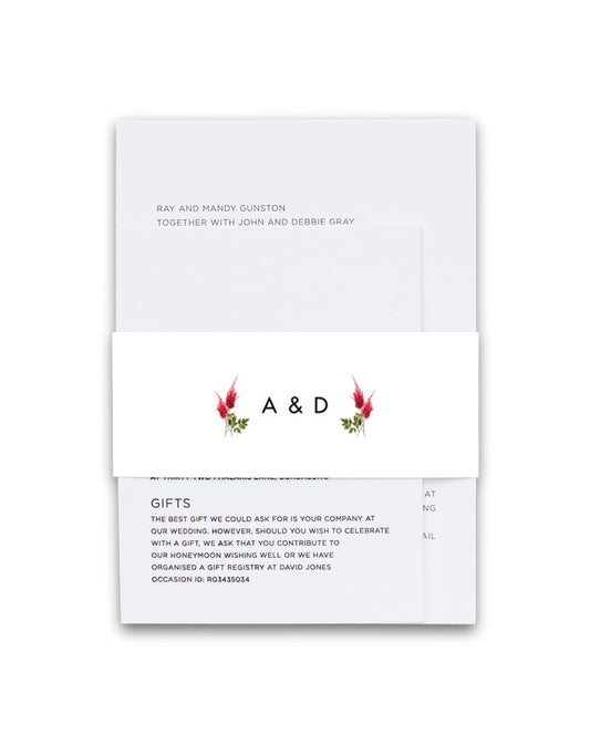 Blooming Red Invitation Belly Band by Novi A.
