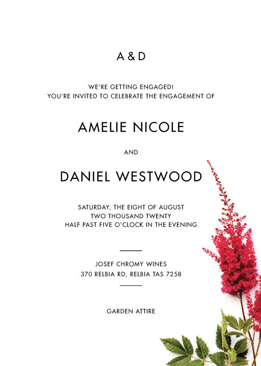 Blooming Red Engagement Invitations by Novi A.