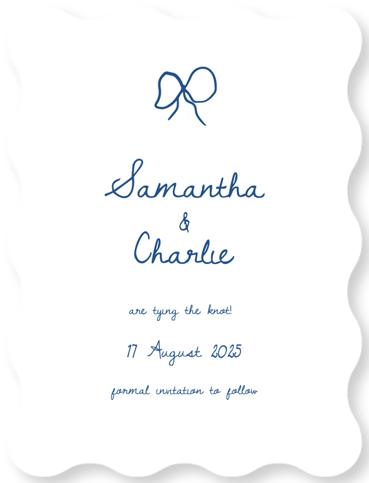 Blue Ribbon Save The Date Cards by Putri N.