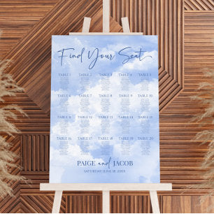 Blue Clouds Find Your Seat Wedding Seating Chart Foam Board