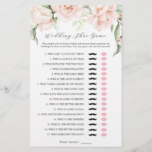 Blush Floral Greenery Wedding Shoe Bridal Game
