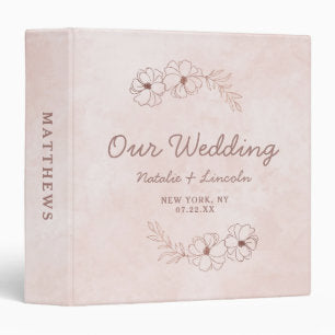 Blush Pink & Rose Gold Foil Wedding Photo Album 3 Ring Binder
