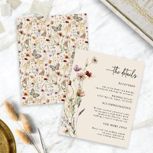 Boho Floral Wedding Enclosure Card