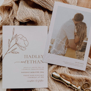 Boho Minimalist Wedding Invitation BotanicalFloral
