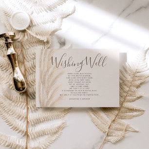 Boho summer pampas grass wishing well wedding enclosure card