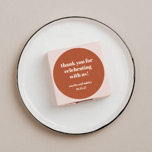 Bold Rust Fall Retro Custom Wedding Thank You Classic Round Sticker