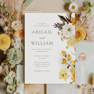 Botanical Sunshine Garden Florals Wedding Invitation