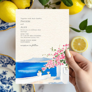 Bougainvillea Santorini Destination Wedding Invitation