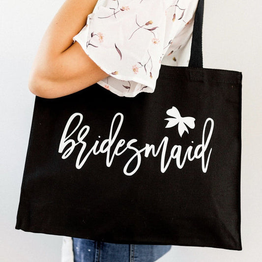 Bridal Party Canvas Totebags with Bow Design