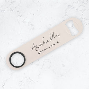 Bridesmaid Modern Minimalist Script Blush Pink Bar Key