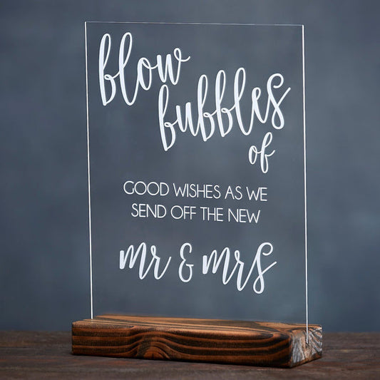 Bubble Send Off Wedding Sign