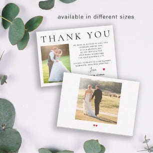 Budget minimalist photo wedding thank you SMALL Note Card