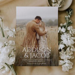 Budget Modern Simple Type Names Photo Wedding Invitation