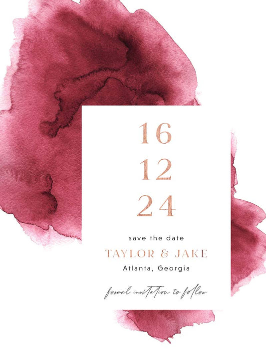 Burgundy Burst Save The Date Cards by Putri N.