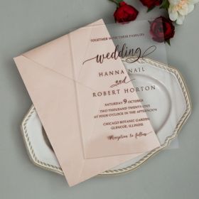 Burgundy modern Clear Acrylic Wedding Invitations CAX055