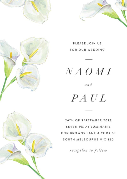 Calla Lilies Wedding Invitations by Yunita Y.