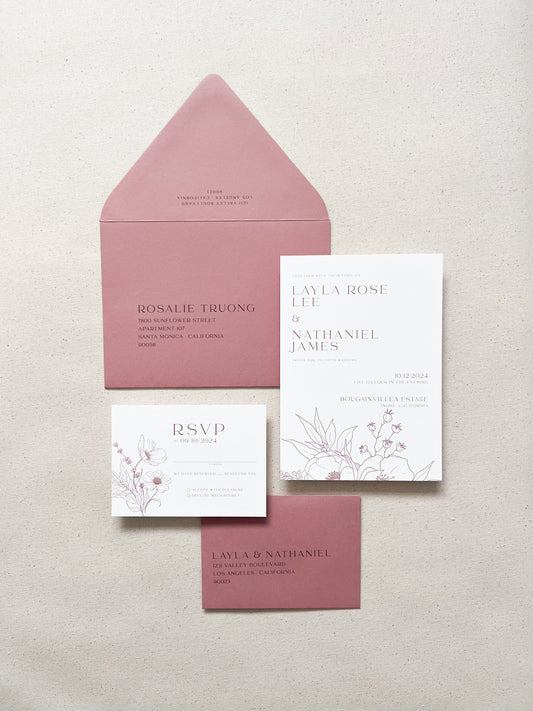 Boho Wildflower Illustrations Invitation Package