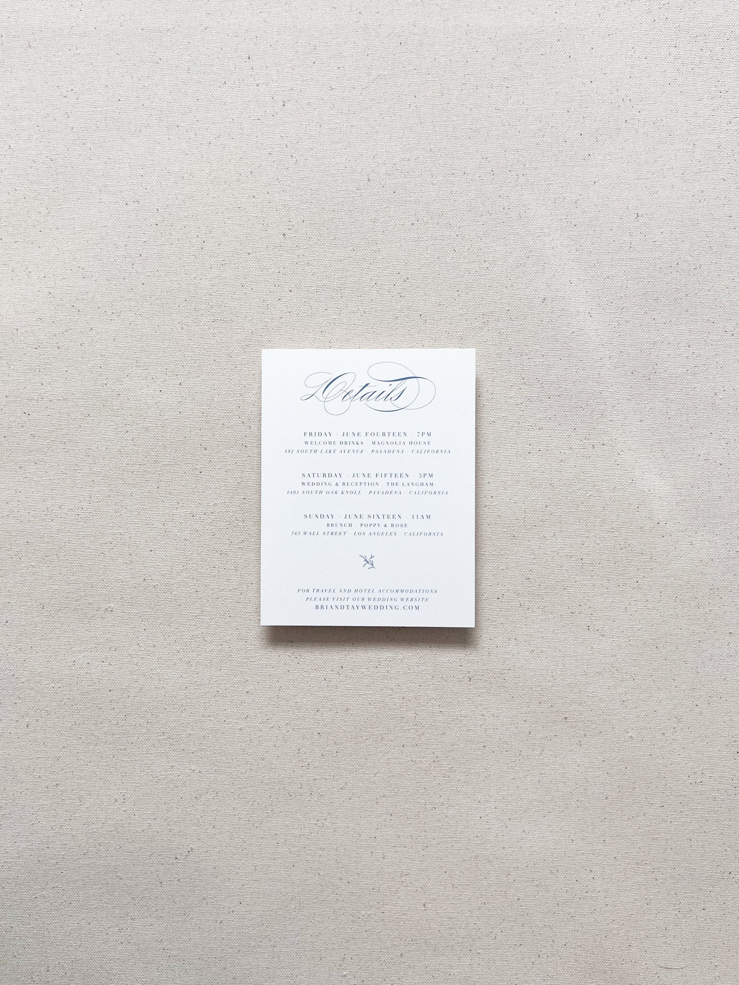 Romantic and Delicate Invitations Details Card